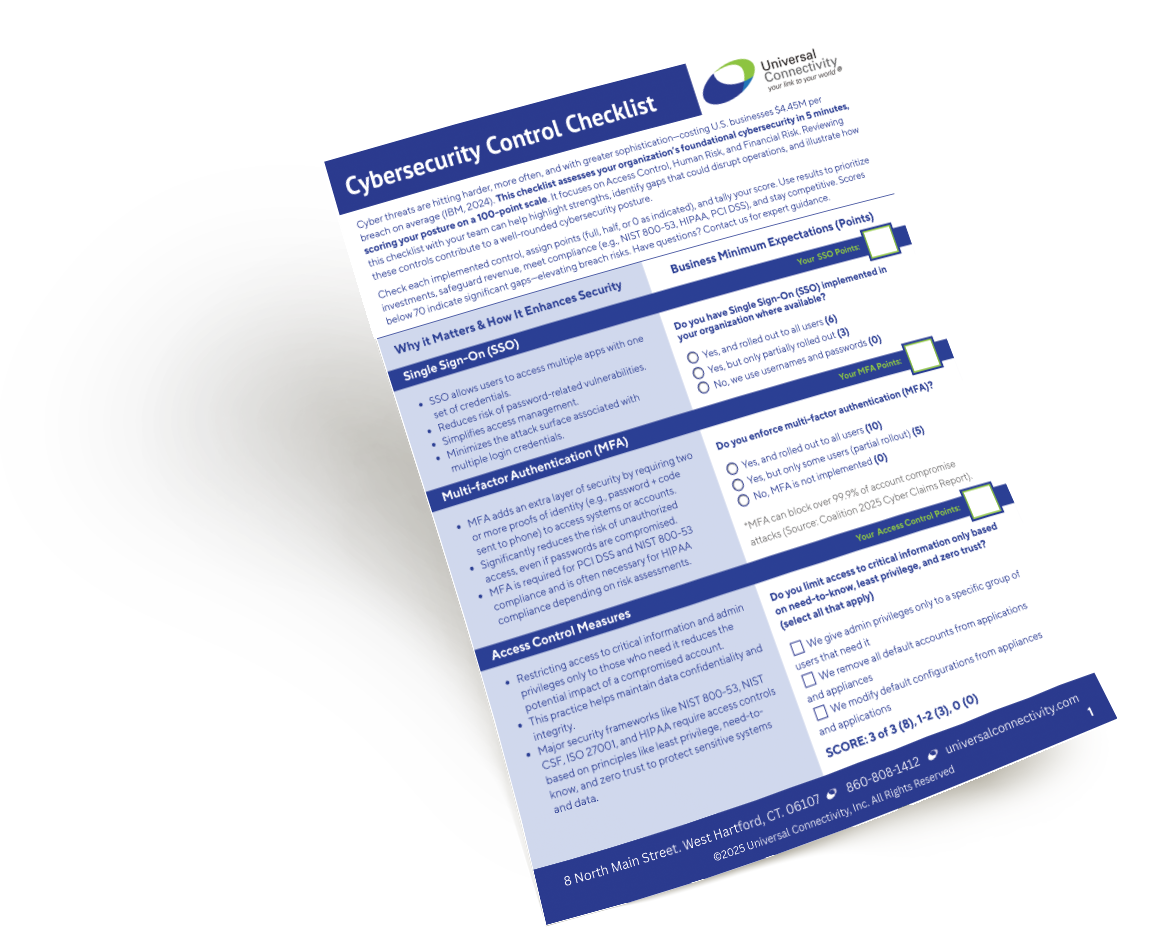 Cybersecurity Control Checklist Promo - Universal Connectivity Cybersecurity Control Checklist Promo - Universal Connectivity