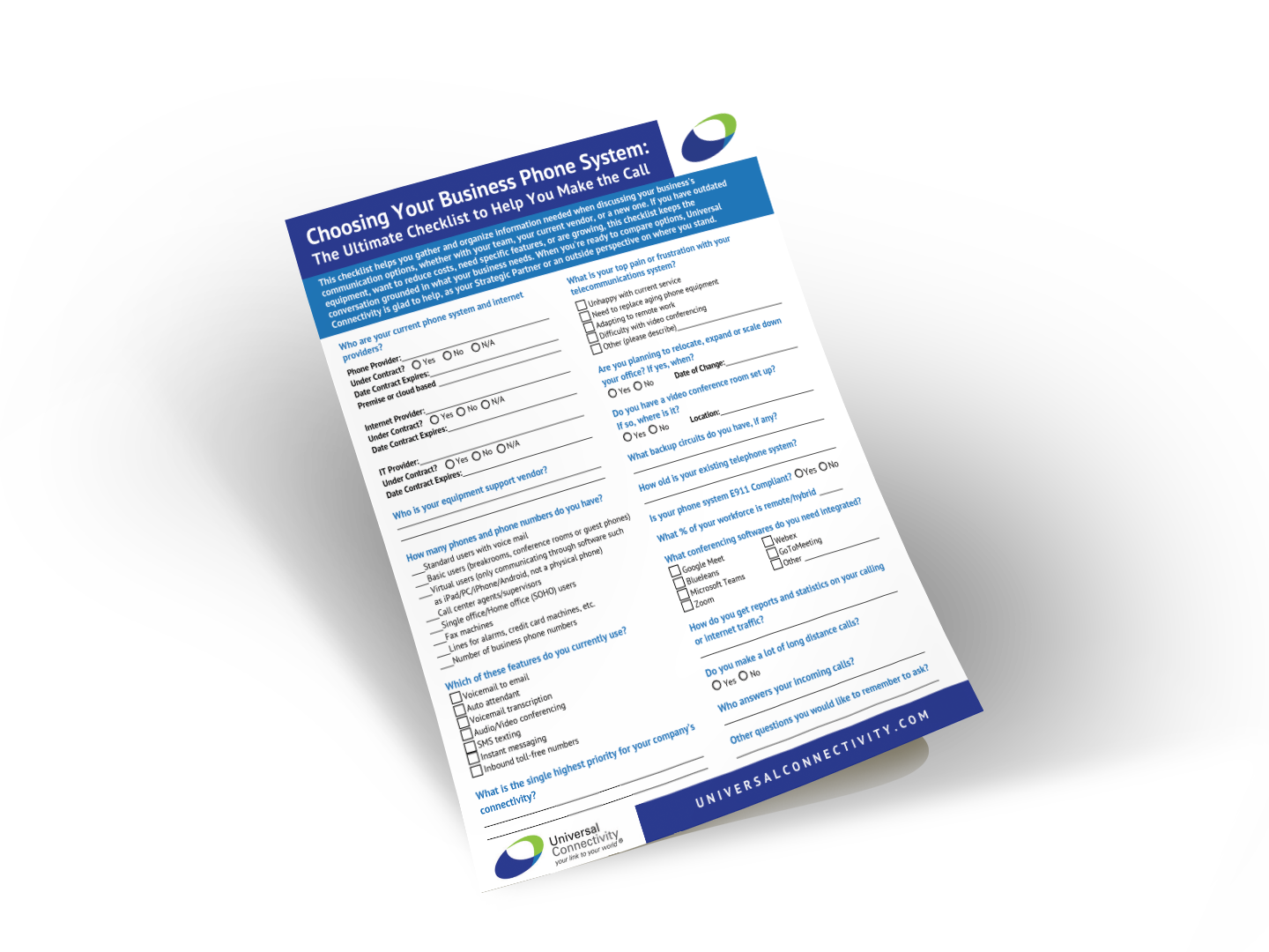 Business Phone Checklist Universal Connectivity